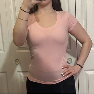Women's Pink Cap Sleeve Scoop Neck Top